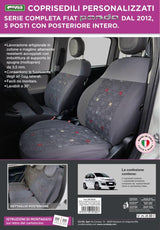 Kompletter Satz maßgefertigter Sitzbezüge für Fiat Panda ab 2012, 5 Sitze, Cora Grau