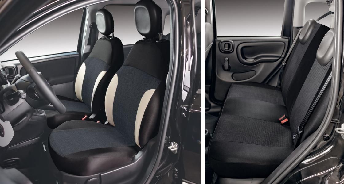 Cora Manufacturing Serie completa coprisedili personalizzati Fiat Pandina 24> 4 posti post. diviso tess. misto cotone nero/crema