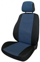 Fundas de asiento delantero Cora Fast&amp;Smart, tamaño especial, tejido de mezcla de algodón azul militar y negro