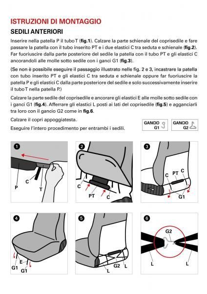 Cora Coprisedili anteriori Fast&Smart tg. speciale tessuto misto cotone antracite/nero