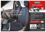 Cora Serie completa coprisedili personalizzati Fiat Panda 03> 4 posti post. intero tessuto cotone trapuntato avio