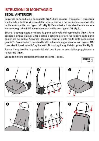 Cora Coprisedili anteriori personalizzati Lancia Ypsilon 11> tessuto misto cotone nero/antracite