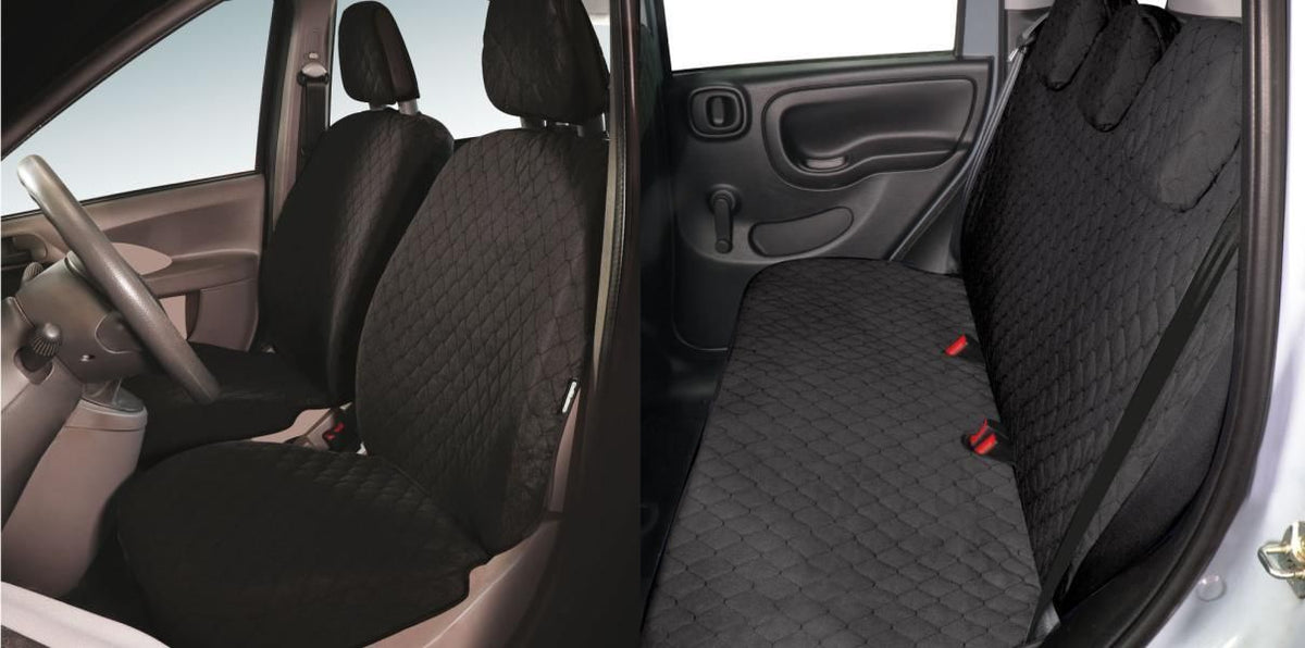 Cora Serie completa coprisedili personalizzati Fiat Panda 03> 5 posti post. intero tessuto cotone trapuntato antracite