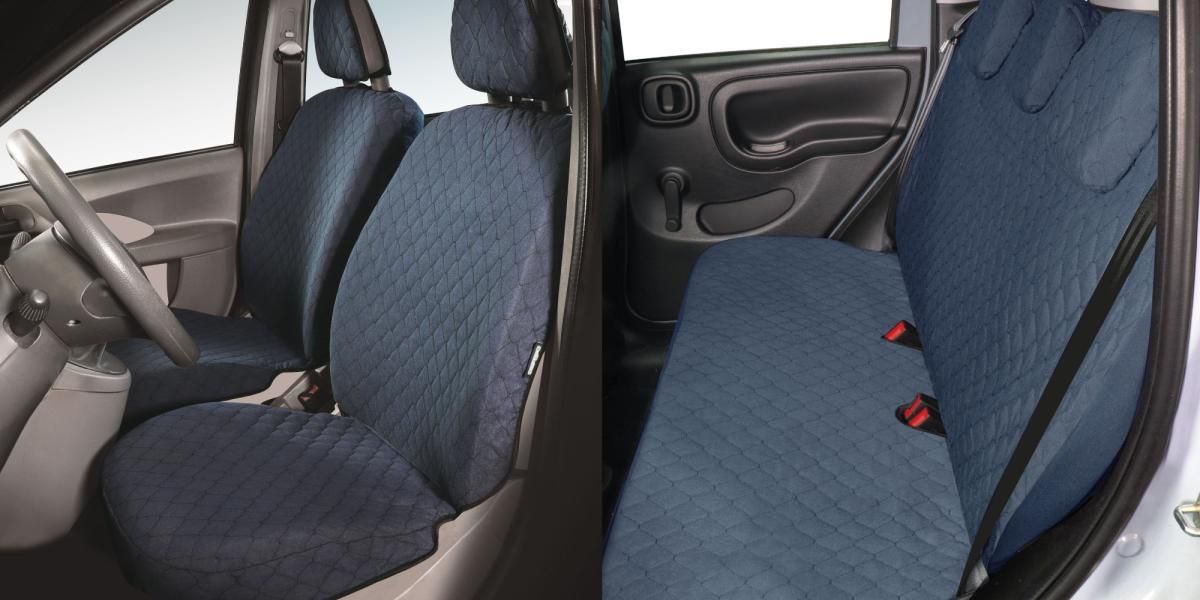 Cora Serie completa coprisedili personalizzati Fiat Panda 03> 5 posti post. intero tessuto cotone trapuntato avio