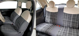Cora Serie completa coprisedili personalizzati Fiat 500 07> tessuto misto cotone scozzese grigio/panna