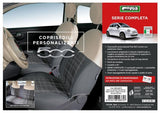 Cora Komplettes Set maßgefertigter Sitzbezüge für Fiat 500 ab Baujahr 2007 aus grau/cremefarbenem Baumwollmischgewebe mit Tartanmuster.