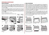 Cora Juego completo de fundas de asiento personalizadas para Fiat 500 07> en tejido de mezcla de algodón tartán gris/crema