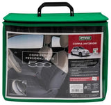 Fundas de asientos delanteros personalizadas para Fiat 500 07> en tejido de mezcla de algodón tartán gris/crema