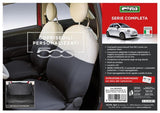 Cora Juego completo de fundas de asiento personalizadas para Fiat 500 07> trasero, largo completo, tejido mezcla de algodón gris/crema