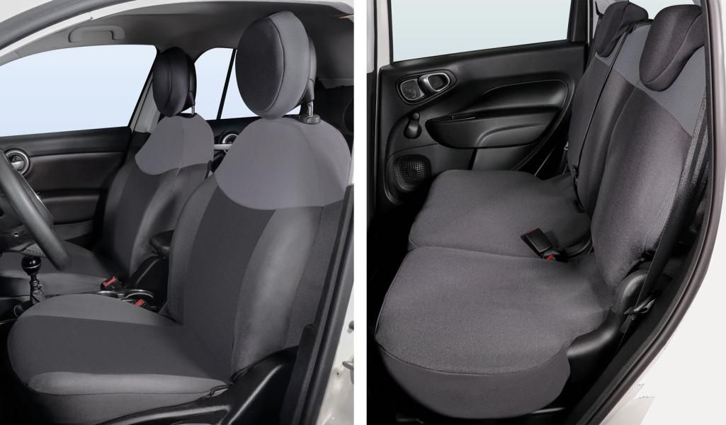 Cora Juego completo de fundas de asientos personalizadas para Fiat 500X en tejido antracita/gris plomo
