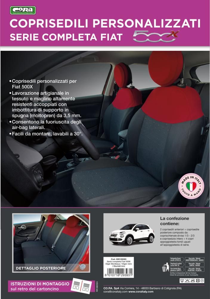 Cora Completo Fiat 500X Diger Rosso-Nero/Black & Color