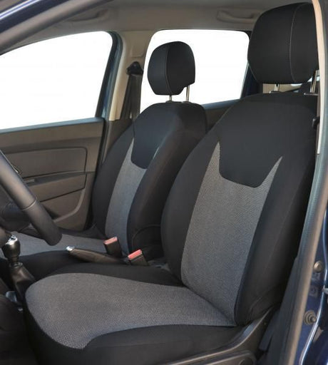 Cora Complete set of custom seat covers for DACIA Duster 10> black striped fabric