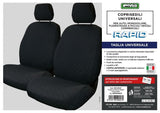 Fundas de asiento delantero Cora Rapid, tamaño universal, tela de algodón acolchada negra