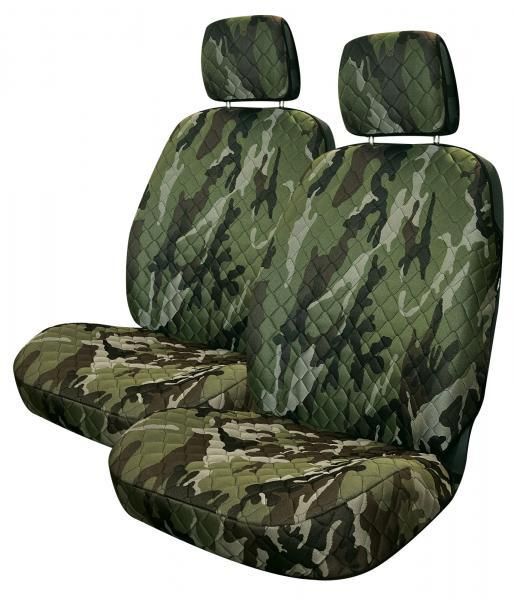 Cora Rapid front seat covers, universal size, quilted polyester fabric, camouflage