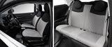 Cora Serie completa coprisedili personalizzati Fiat 500 Hybrid 26> e 500 Elettrica 20> post. diviso tess. misto cotone nero/grigio/pied de poule