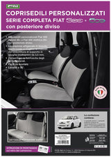 Cora Serie completa coprisedili personalizzati Fiat 500 Hybrid 26> e 500 Elettrica 20> post. diviso tess. misto cotone nero/grigio/pied de poule