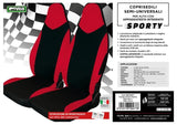 Cora Sporty front seat covers, one size, black/red fabric