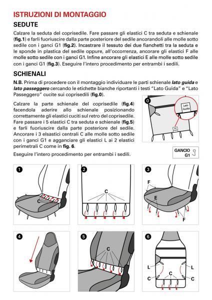 Cora Coprisedili anteriori Sporty tg. unica tess. nero/rosso
