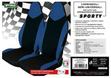 Fundas de asientos delanteros Cora Sporty, talla única, tela negra/azul eléctrico