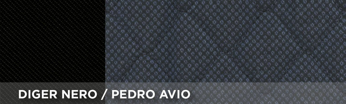 Fundas de asientos delanteros Cora Espresso Restyle, tamaño especial, tela de mezcla de algodón acolchada, azul fuerza aérea/negro