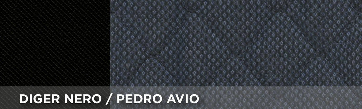 Fundas de asientos delanteros Cora Espresso Restyle, tamaño especial, tela de mezcla de algodón acolchada, azul fuerza aérea/negro