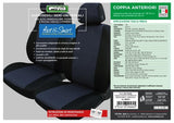 Fundas de asiento delantero Cora Fast&amp;Smart, tamaño mediano, tela de mezcla de algodón azul militar/negro