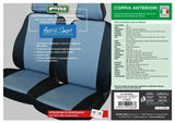 Fundas de asiento delantero Cora Fast&amp;Smart, tamaño mediano, tela de mezcla de algodón azul militar/negro