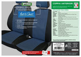 Fundas de asiento delantero Cora Fast&amp;Smart, tamaño mediano, tela de mezcla de algodón azul militar/negro