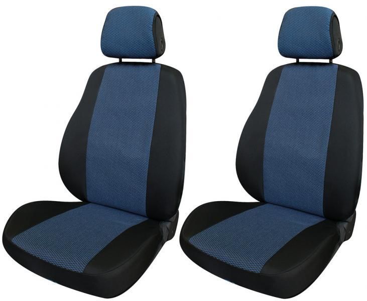Fundas de asiento delantero Cora Fast&amp;Smart, tamaño mediano, tela de mezcla de algodón azul militar/negro