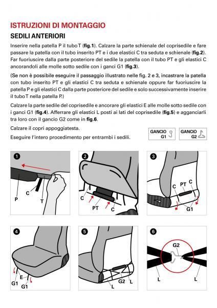 Cora Coprisedili anteriori Fast&Smart tg. grande tessuto misto cotone antracite/nero
