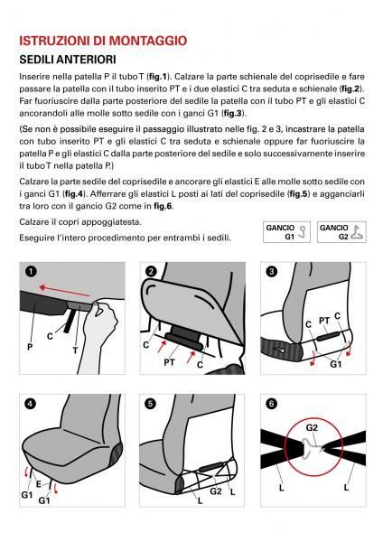 Cora Coprisedili anteriori Fast&Smart tg. grande tessuto misto cotone grigio/nero