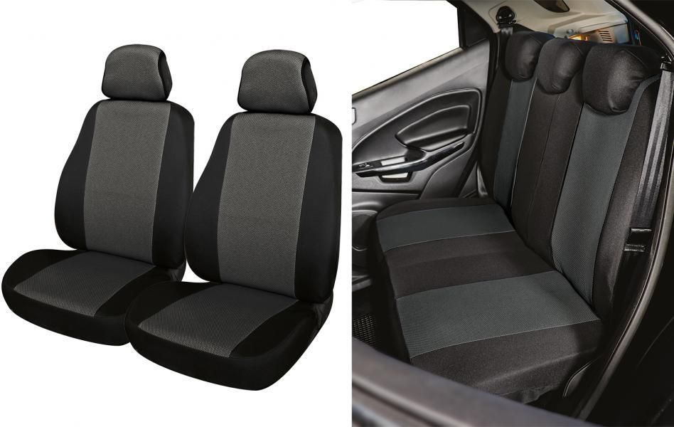 Cora Serie completa coprisedili Fast&Smart tg. grande tessuto misto cotone antracite/nero