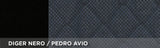 Fundas para asientos delanteros Cora Centauro, tamaño universal, tejido de mezcla de algodón acolchado, azul fuerza aérea/negro