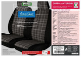 Fundas de asientos delanteros Cora Fast&amp;Smart, tamaño especial, tejido de mezcla de algodón color plomo