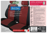 Fundas de asientos delanteros Cora Fast&amp;Smart, tamaño especial, tejido de mezcla de algodón rojo y negro