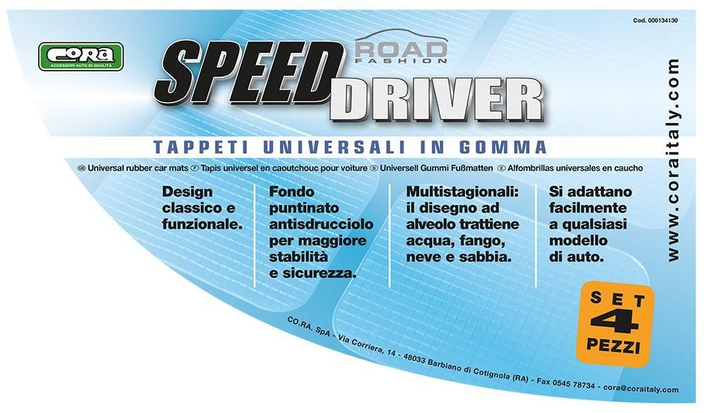 Cora Set 4 tappeti gomma universali Speed Driver
