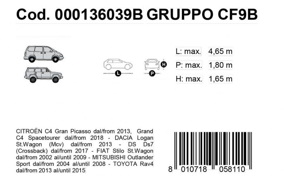 Cora Copriauto Gabardine Car modello VAN 9B