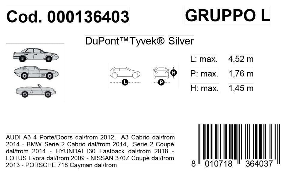 Cora Copriauto Topcover Silver modello L