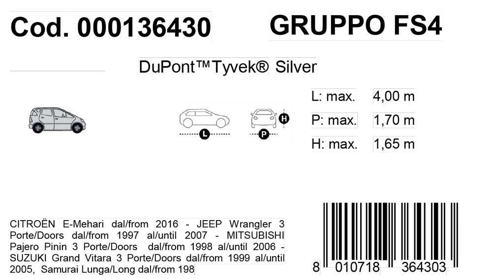 Cora Copriauto Topcover Silver modello FS4