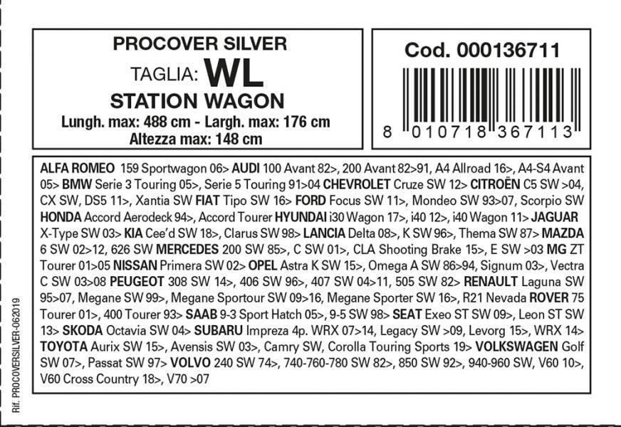 Cora Procover Silberne Autoabdeckung Modell WL