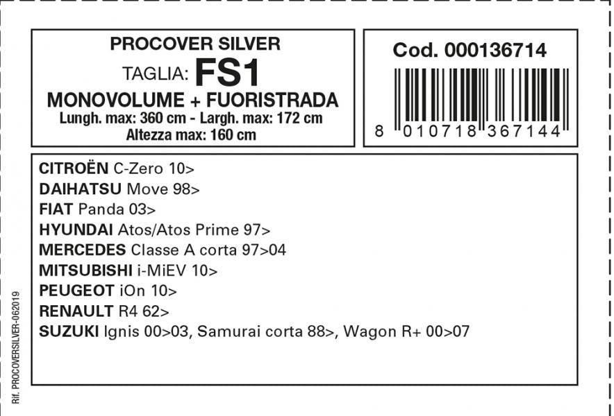 Funda para coche Cora Procover plateada, modelo FS1