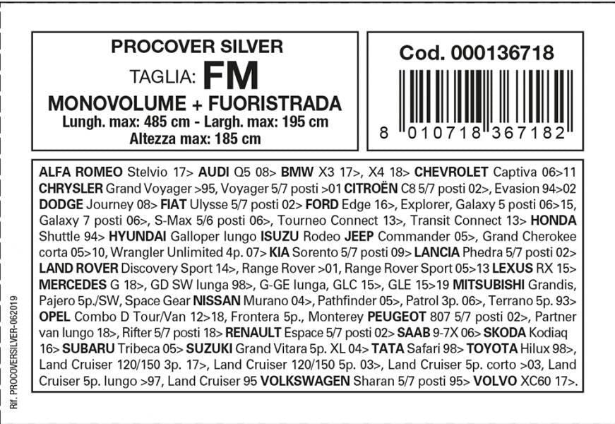 Cora Copriauto Procover Silver modello FM