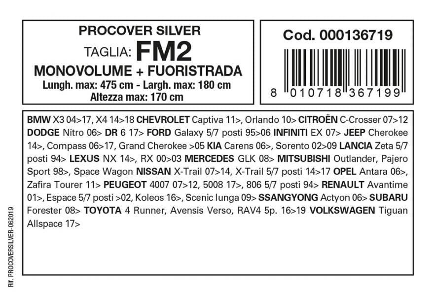 Cora Copriauto Procover Silver modello FM2