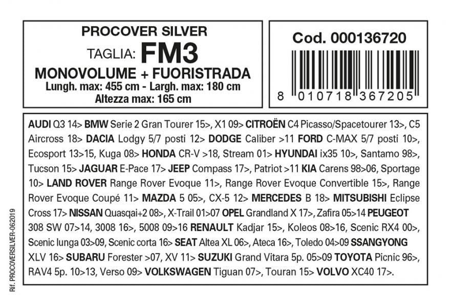 Funda para coche Cora Procover plateada modelo FM3