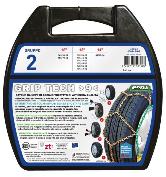 Cadenas de nieve Cora Grip Tech de 9 mm, grupo 2