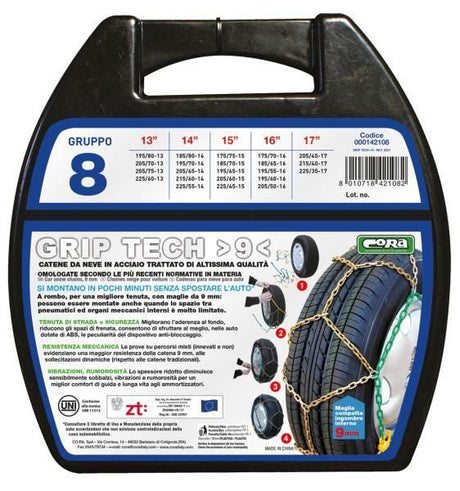 Cora Catene neve Grip Tech 9 mm gruppo 8