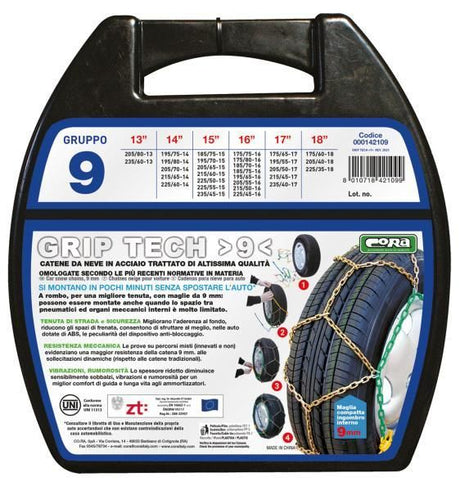Cora Catene neve Grip Tech 9 mm gruppo 9