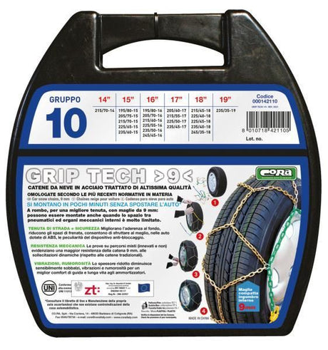 Cora Catene neve Grip Tech 9 mm gruppo 10
