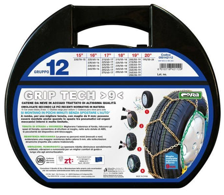 Cora Catene neve Grip Tech 9 mm gruppo 12