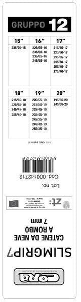 Cora Slimgrip 7mm snow chains, group 12